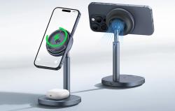 Baseus Indukční nabíjecí stojan Orbit 2 Pro Qi2 20W (šedý)