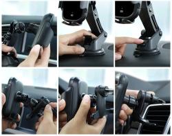 Baseus Light Elektrický držák do auta s indukční nabíječkou Qi (černý)