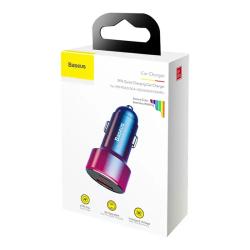 Baseus Magic Car Charger USB USB-C QC 4.0 PD 45W - červenomodrá Baseus Magic Car Charger USB USB-C QC 4.0 PD 45W - červenomodrá
