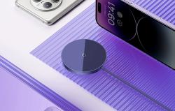 Baseus Magnetická bezdrátová nabíječka Simple Mini3 15W (prašně fialová)