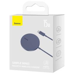 Baseus Magnetická bezdrátová nabíječka Simple Mini3 15W (prašně fialová)