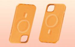 Baseus Magnetické pouzdro pro iPhone 15 Plus Fauxther Series (oranžové)