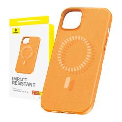 Baseus Magnetické pouzdro pro iPhone 15 řady Fauxther (oranžové) Baseus Magnetické pouzdro pro iPhone 15 řady Fauxther (oranžové)