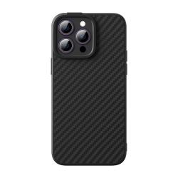 Baseus Magnetické pouzdro řady Synthetic Fiber pro iPhone 14 Pro (černé)+ tvrzené sklo + čisticí sada