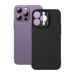 Baseus Magnetické pouzdro řady Synthetic Fiber pro iPhone 14 Pro (černé)+ tvrzené sklo + čisticí sada