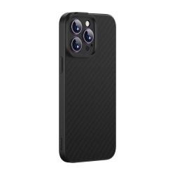 Baseus Magnetické pouzdro řady Synthetic Fiber pro iPhone 14 Pro (černé)+ tvrzené sklo + čisticí sada