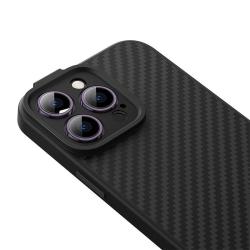 Baseus Magnetické pouzdro řady Synthetic Fiber pro iPhone 14 Pro (černé)+ tvrzené sklo + čisticí sada