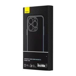 Baseus Magnetické pouzdro řady Synthetic Fiber pro iPhone 14 Pro (černé)+ tvrzené sklo + čisticí sada