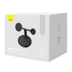 Baseus Magnetický nabíjecí držák Swan 3 v 1 20W (černý)
