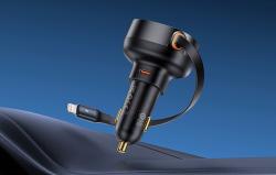 Baseus Nabíječka do auta Enjoyment Pro s kabelem lightning + USB-C , 55 W (černá)