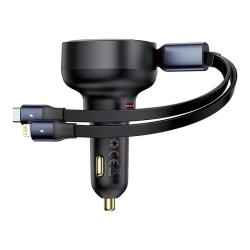 Baseus Nabíječka do auta Enjoyment USB-C s kabelem USB-C a Lightning 60 W (černá)