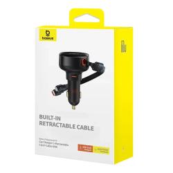 Baseus Nabíječka do auta Enjoyment USB-C s kabelem USB-C a Lightning 60 W (černá)