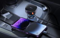 Baseus Nabíječka do auta Enjoyment USB s kabelem USB-C a Lightning 60 W (černá)