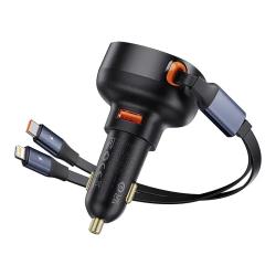 Baseus Nabíječka do auta Enjoyment USB s kabelem USB-C a Lightning 60 W (černá)