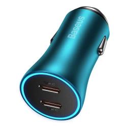 Baseus Nabíječka do auta Golden Contactor Pro, 2x USB-C, 40 W (modrá)