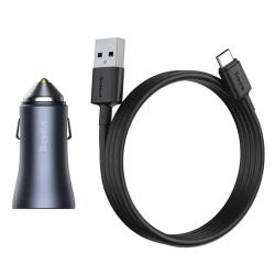 Baseus Golden Contactor Pro nabíječka do auta, USB USB-C, QC4.0 , PD, SCP, 40W (šedá)