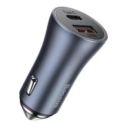 Baseus Golden Contactor Pro nabíječka do auta, USB USB-C, QC4.0 , PD, SCP, 40W (šedá)