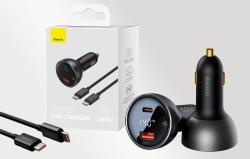 Baseus Nabíječka do auta Superme, USB, USB-C, 140 W (černá)