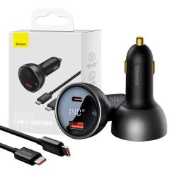 Baseus Nabíječka do auta Superme, USB, USB-C, 140 W (černá) Baseus Nabíječka do auta Superme, USB, USB-C, 140 W (černá)