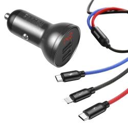 Baseus Nabíječka s displejem 24W + kabel USB 3w1 1,2m