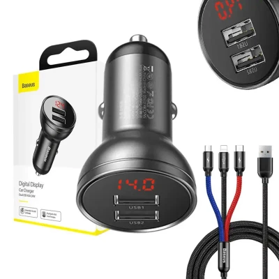 Baseus Nabíječka s displejem 24W + kabel USB 3w1 1,2m