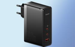 Baseus Nástěnná nabíječka GaN5 Pro 2xUSB-C + USB, 140 W (černá)