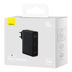 Baseus Nástěnná nabíječka GaN5 Pro 2xUSB-C + USB, 140 W (černá)