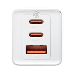 Baseus Nástěnná nabíječka GaN5 Pro 2xUSB-C + USB, 65W (bílá)