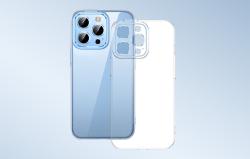 Baseus Pouzdro na telefon Crystal pro iPhone 13 Pro (průhledné) s ochranným krytem displeje z tvrzeného skla a čisticí sadou