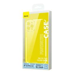 Baseus Pouzdro na telefon Crystal pro iPhone 13 Pro (průhledné) s ochranným krytem displeje z tvrzeného skla a čisticí sadou