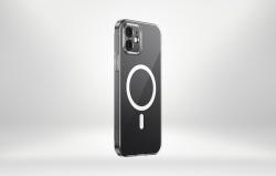 Baseus Pouzdro na telefon Magnetic Crystal Clear pro iPhone 12 (průhledné) s ochranným krytem displeje z tvrzeného skla a čisticí sadou