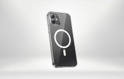Baseus Pouzdro na telefon Magnetic Crystal Clear pro iPhone 12 (průhledné) s ochranným krytem displeje z tvrzeného skla a čisticí sadou