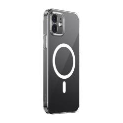 Baseus Pouzdro na telefon Magnetic Crystal Clear pro iPhone 12 (průhledné) s ochranným krytem displeje z tvrzeného skla a čisticí sadou