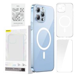 Baseus Pouzdro na telefon Magnetic Crystal Clear pro iPhone 13 Pro (průhledné) s ochranným krytem displeje z tvrzeného skla a čisticí sadou Baseus Pouzdro na telefon Magnetic Crystal Clear pro iPhone 13 Pro (průhledné) s ochranným krytem displeje z tvrzeného skla a čisticí sadou