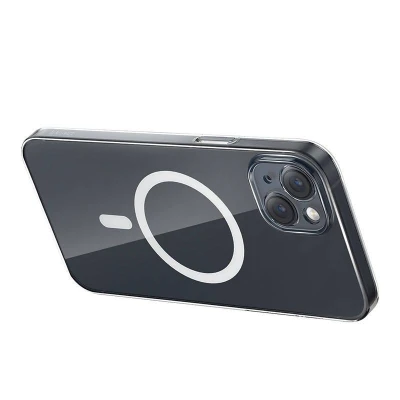 Baseus Pouzdro na telefon Magnetic Crystal Clear pro iPhone 13 (průhledné) s ochranným krytem displeje z tvrzeného skla a čisticí sadou