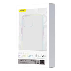 Baseus Pouzdro na telefon Magnetic Crystal Clear pro iPhone 13 (průhledné) s ochranným krytem displeje z tvrzeného skla a čisticí sadou