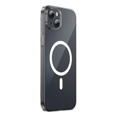 Baseus Pouzdro na telefon Magnetic Crystal Clear pro iPhone 13 (průhledné) s ochranným krytem displeje z tvrzeného skla a čisticí sadou