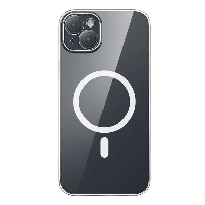 Baseus Pouzdro na telefon Magnetic Crystal Clear pro iPhone 13 (průhledné) s ochranným krytem displeje z tvrzeného skla a čisticí sadou