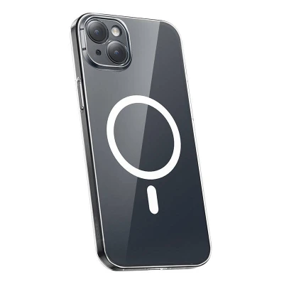 Baseus Pouzdro na telefon Magnetic Crystal Clear pro iPhone 13 (průhledné) s ochranným krytem displeje z tvrzeného skla a čisticí sadou