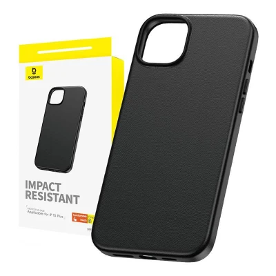 Baseus Pouzdro na telefon pro iPhone 15 Plus Fauxther Series (černé)