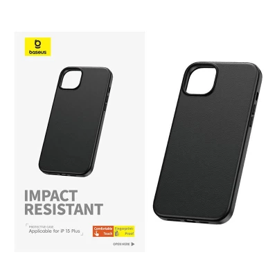Baseus Pouzdro na telefon pro iPhone 15 Plus Fauxther Series (černé)
