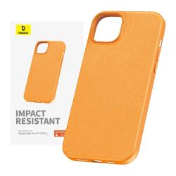 Baseus Pouzdro na telefon pro iPhone 15 Plus Fauxther Series (oranžové) Baseus Pouzdro na telefon pro iPhone 15 Plus Fauxther Series (oranžové)