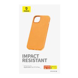 Baseus Pouzdro na telefon pro iPhone 15 Plus Fauxther Series (oranžové)