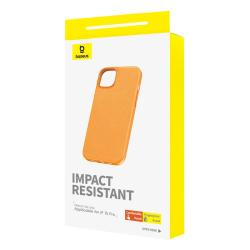Baseus Pouzdro na telefon pro iPhone 15 Pro Fauxther Series (oranžové)