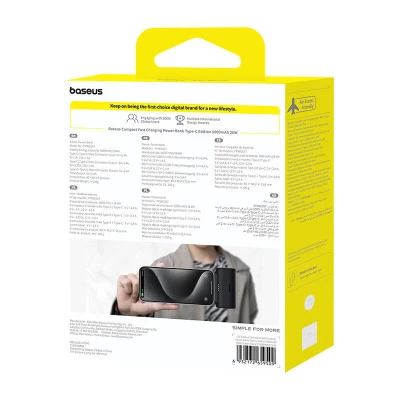 Baseus Compact 5000mAh 20W USB-C černá powerbanka