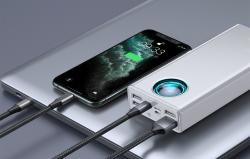 Baseus Powerbanka Amblight 30000mAh, 4xUSB, USB-C, 65W (bílá)