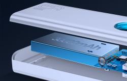Baseus Powerbanka Amblight 30000mAh, 4xUSB, USB-C, 65W (bílá)