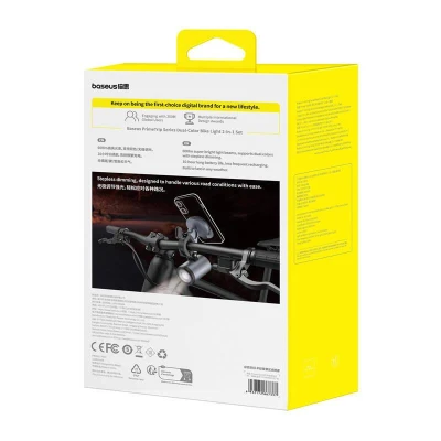 Baseus PrimeTrip 2 v 1 držiak na bicykel, držiak telefónu + svietidlo (čierny)