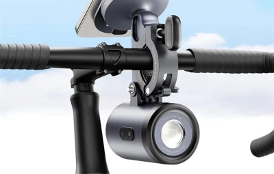 Baseus PrimeTrip 2 v 1 držiak na bicykel, držiak telefónu + svietidlo (čierny)
