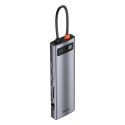 Baseus Rozbočovač 11v1 Metal Gleam Series, USB-C na 3x USB 3.0 + 2x HDMI + USB-C PD + Ethernet RJ45 + microSD/SD + VGA + AUX